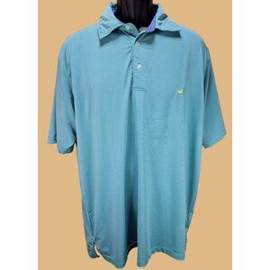 Southern Marsh Mens Aqua Striped Polo Large